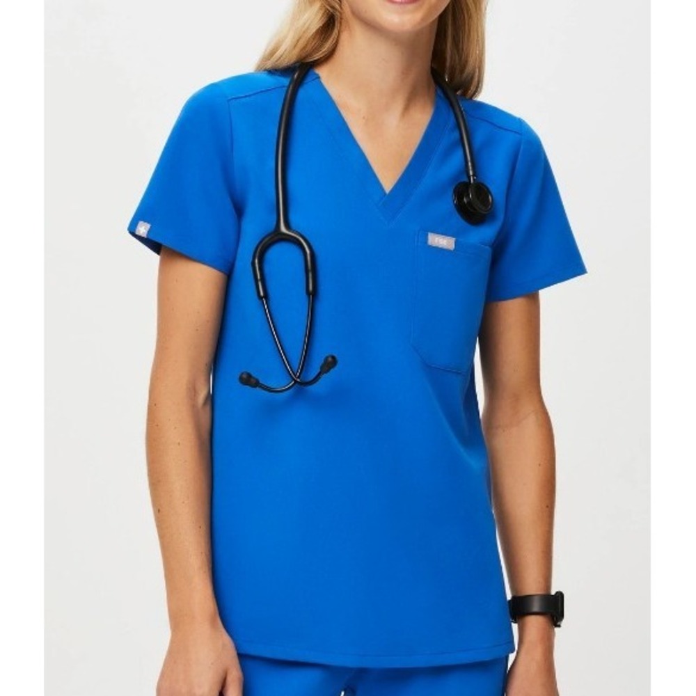 FIGS Women's Catarina 1-Pocket Scrub Top #FW1000- Royal Blue - Size XXS Medical